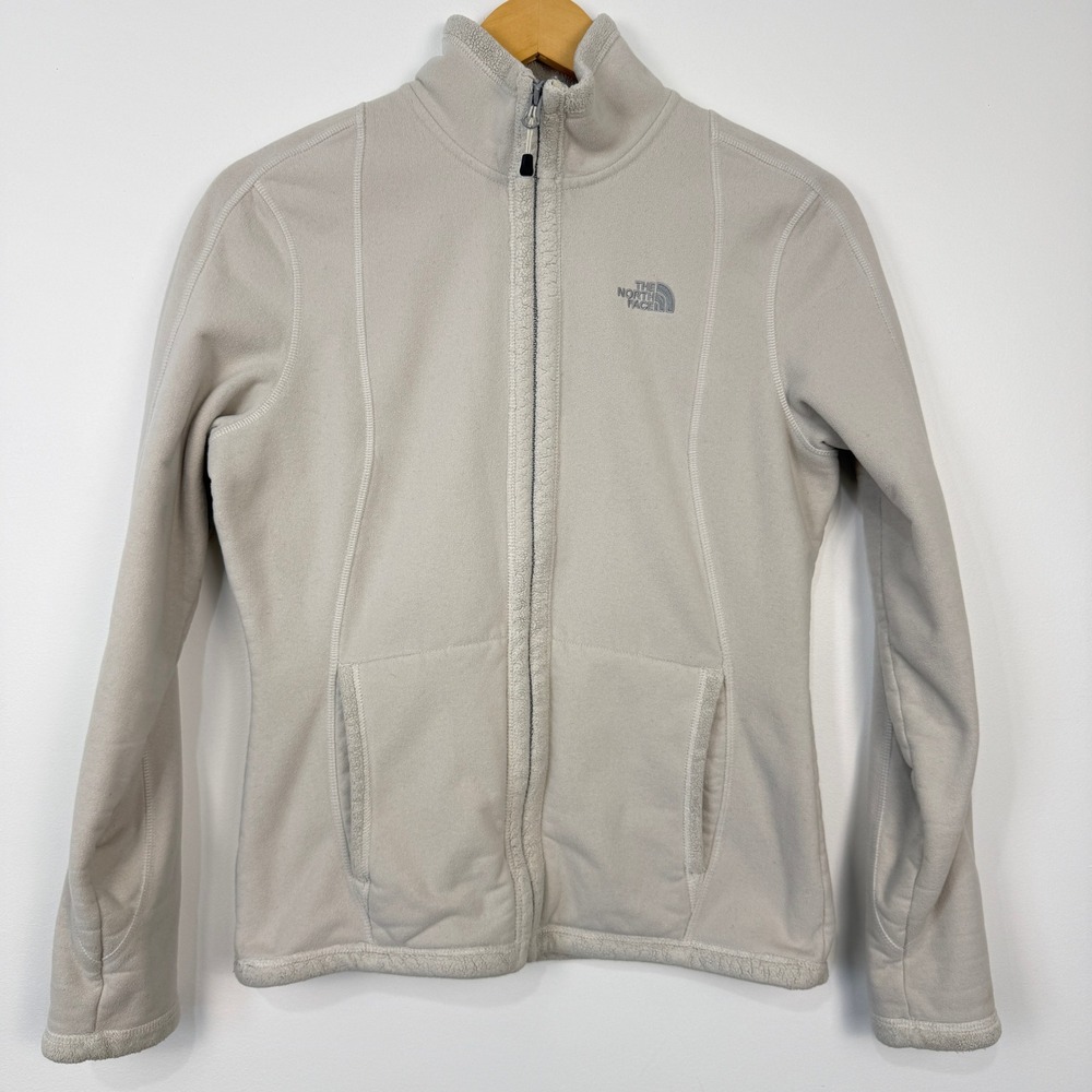 The North Face Fleece Jacket Womens Small Gray Beige Neutral Full Zip